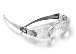 MaxDETAIL, plastic frame with double lens magnifying system and cogs for adjusting focus on temples. 