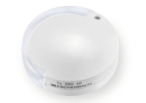 Circular magnifier with white fold-out case.