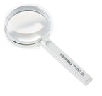 Load image into Gallery viewer, Circular magnifier with clear handle, product name and magnification on handle 
