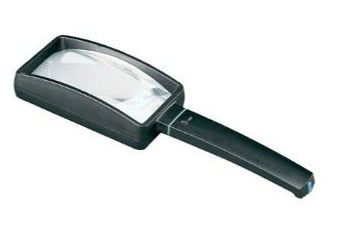 Rectangular magnifier with black casing and handle